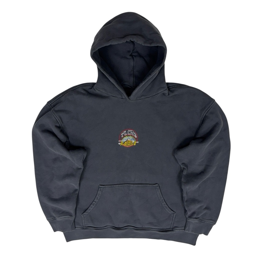 M Crow Tyler Hays Hoodie Mens Medium Black Radio Graphic Sweatshirt USA Vinyl